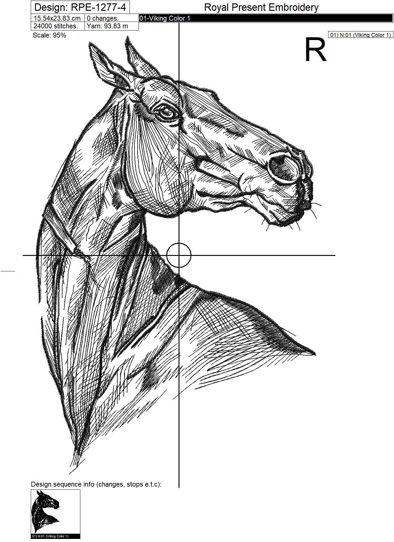 Horse embroidery design - 6 sizes