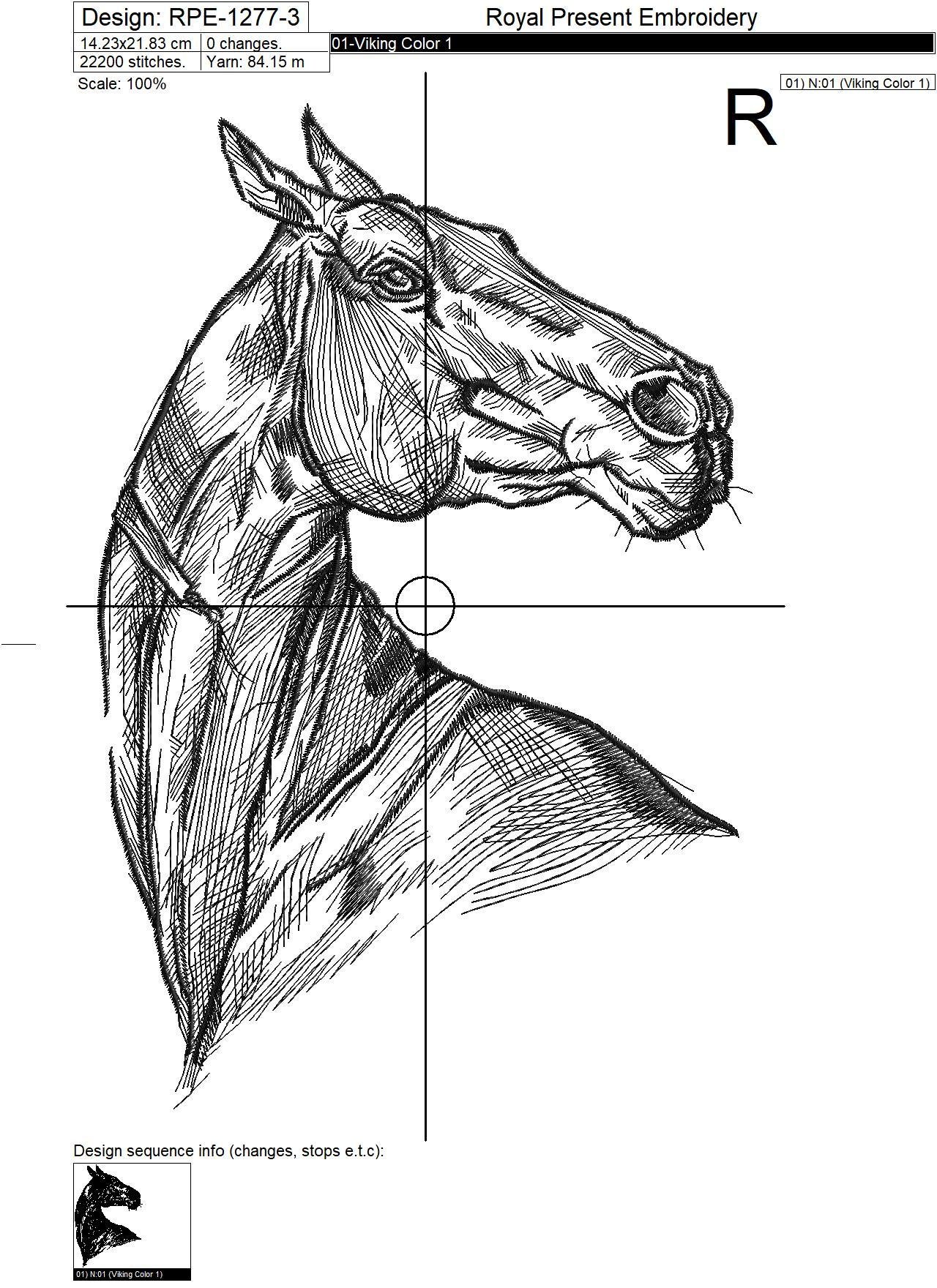 Horse embroidery design - 6 sizes