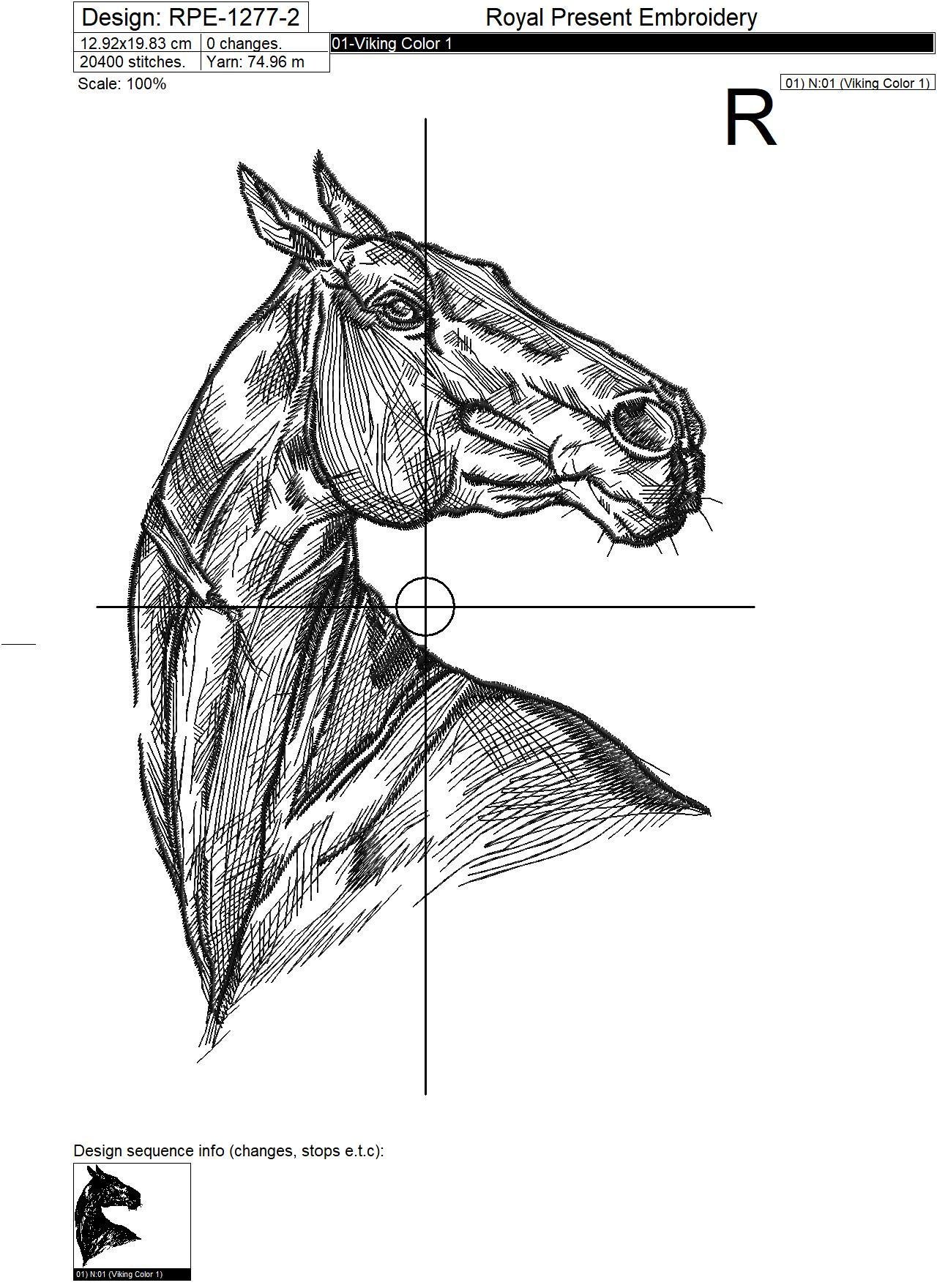 Horse embroidery design - 6 sizes