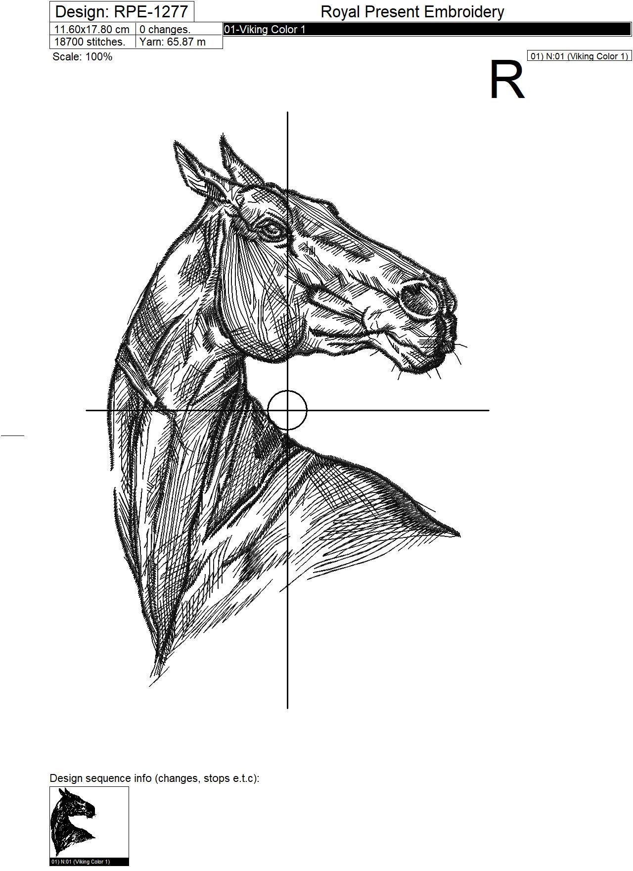 Horse embroidery design - 6 sizes