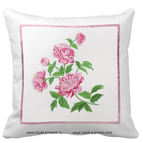 Pink peonies Machine Embroidery Design - 4 sizes RPE-596