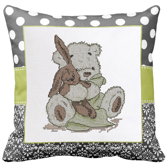 Teddy-Bear Cross-Stitch Machine Embroidery Design - 2 sizes RPE-1283