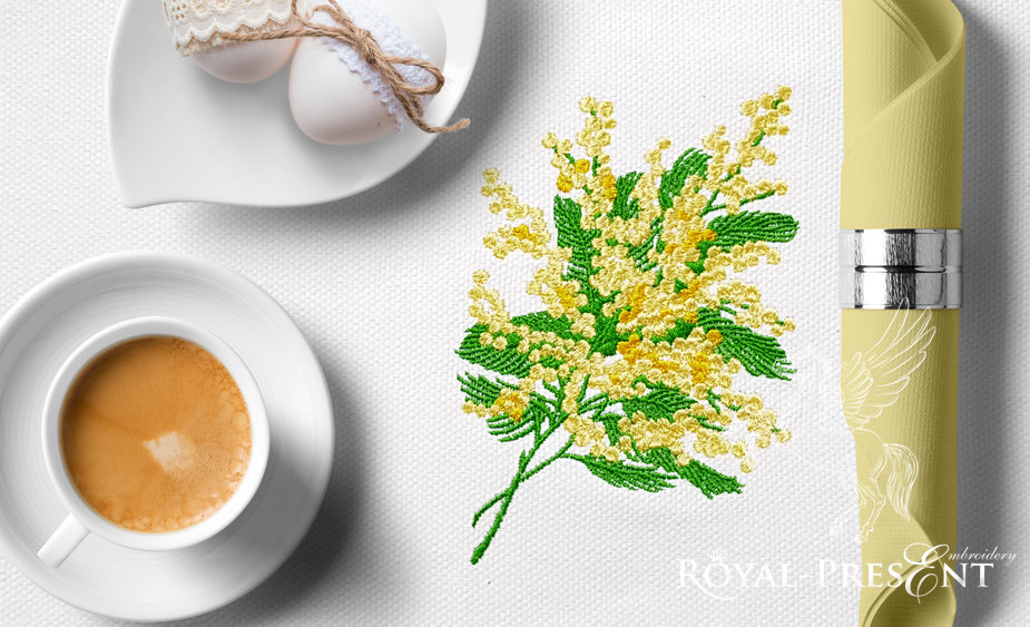 Mimosa Machine Embroidery Design - 2 sizes