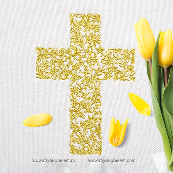 Easter Cross machine embroidery design - 3 sizes RPE-1278