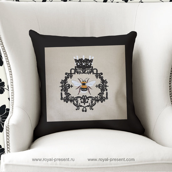 Queen Bee machine embroidery design - 3 sizes RPE-1279
