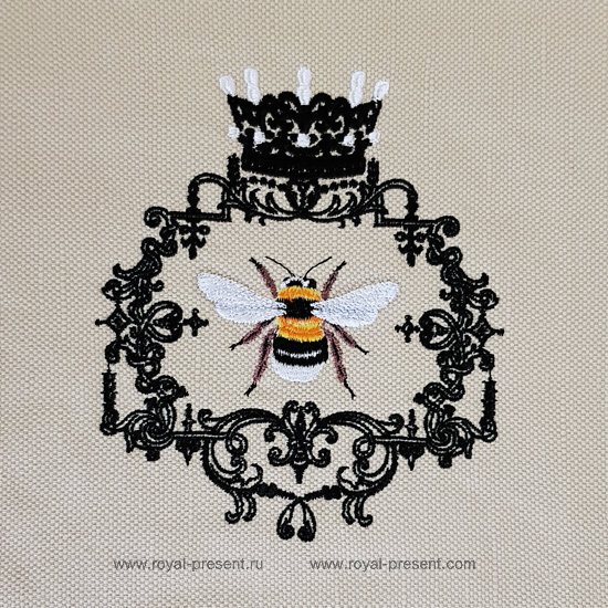 Queen Bee machine embroidery design - 3 sizes