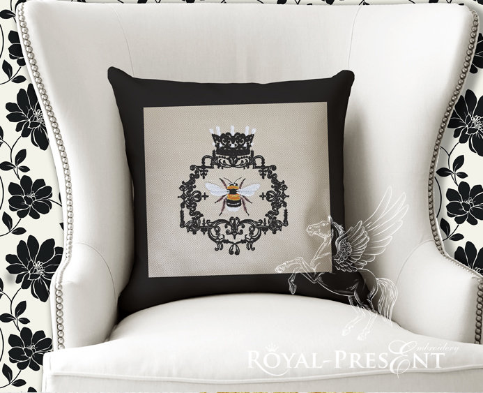 Queen Bee machine embroidery design - 3 sizes