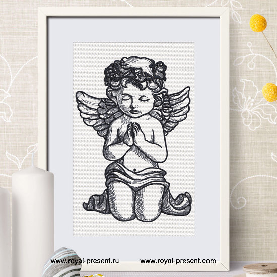 Praying Angel Machine Embroidery Design - 5 sizes RPE-1288