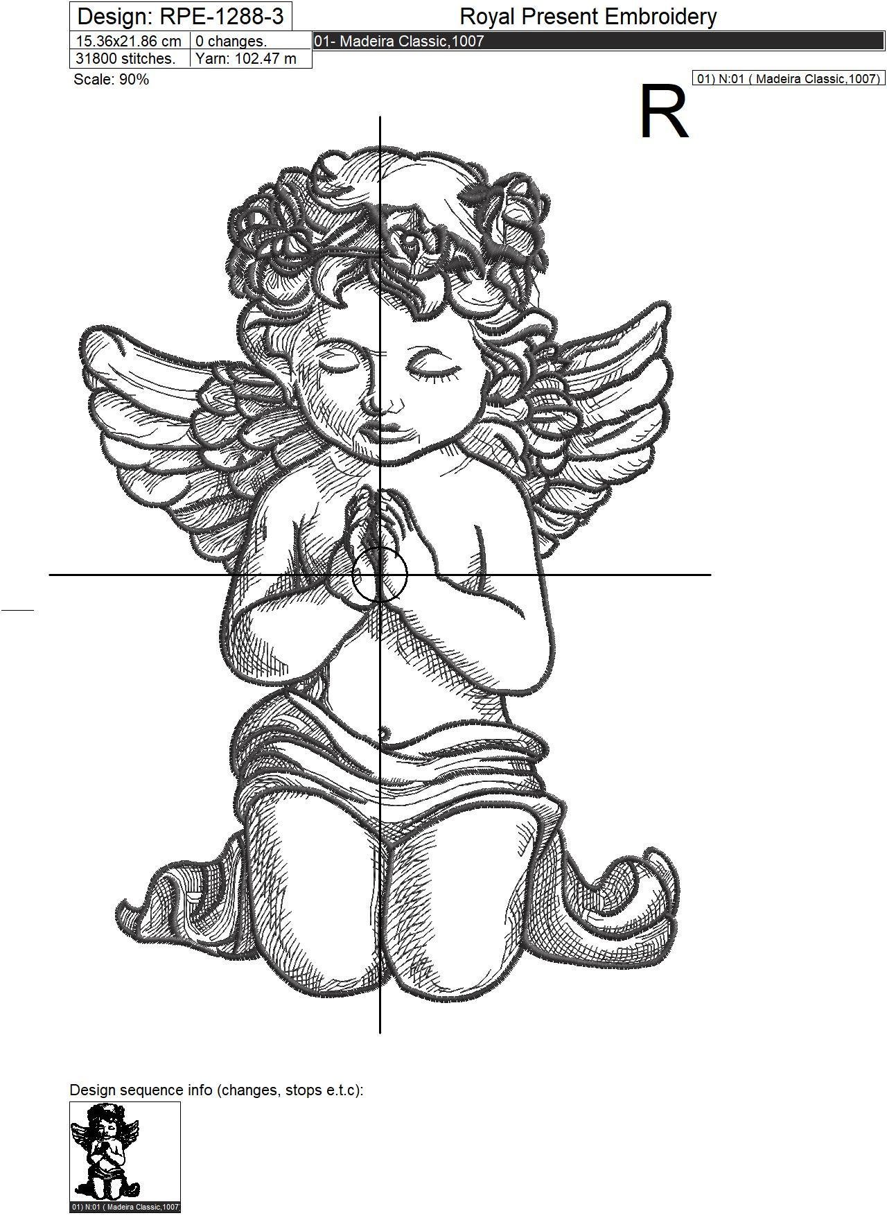 Praying Angel Machine Embroidery Design - 5 sizes