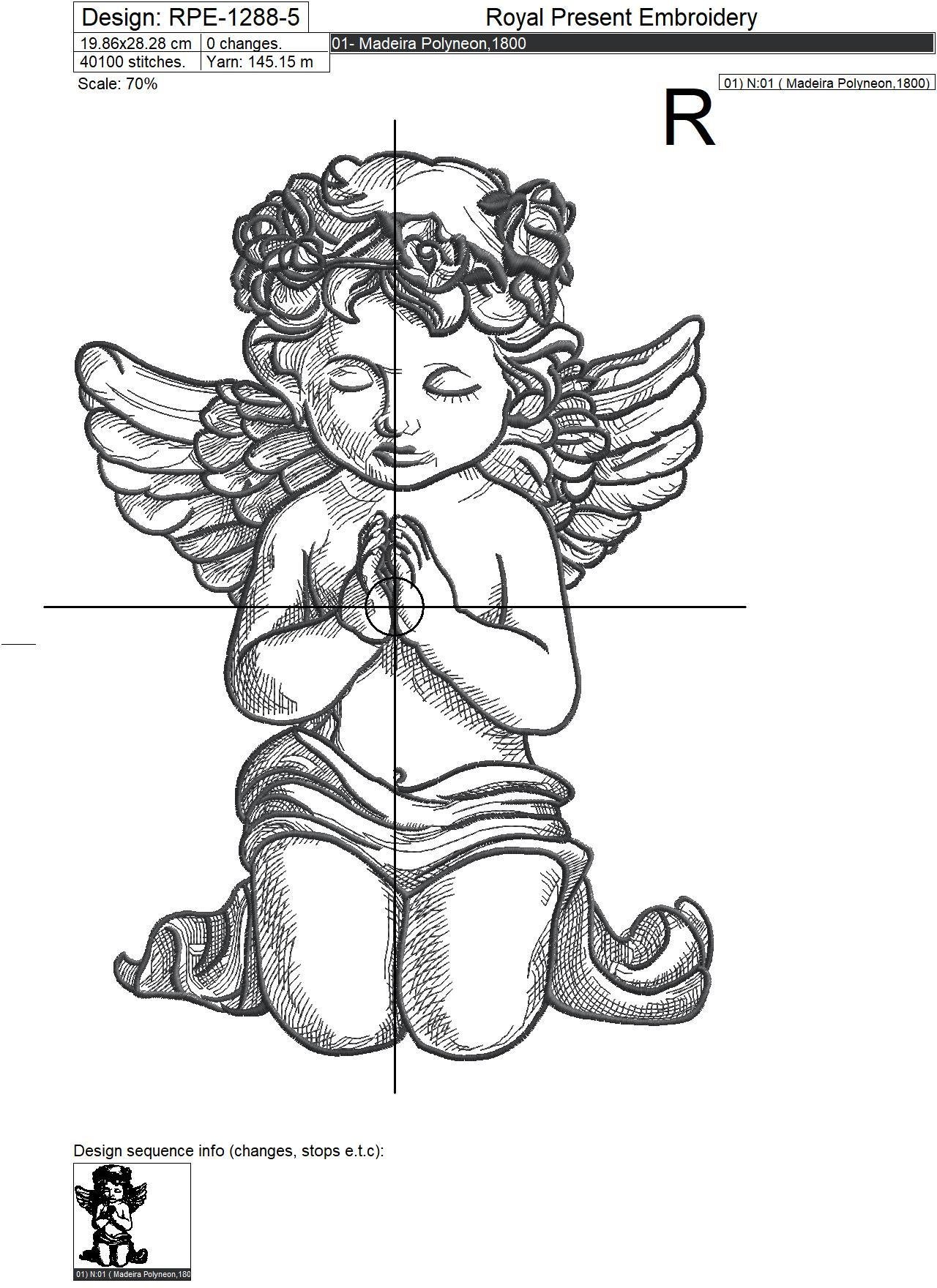Praying Angel Machine Embroidery Design - 5 sizes