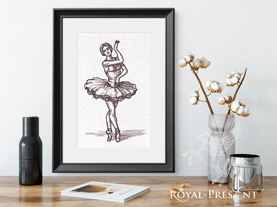 Swan Lake Ballerina Machine Embroidery Design - 7 sizes