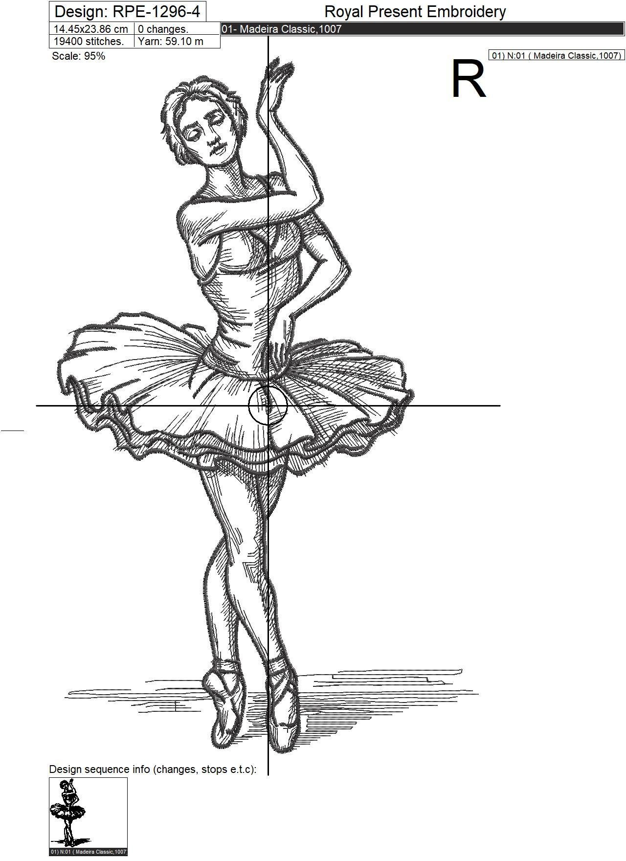 Swan Lake Ballerina Machine Embroidery Design - 7 sizes