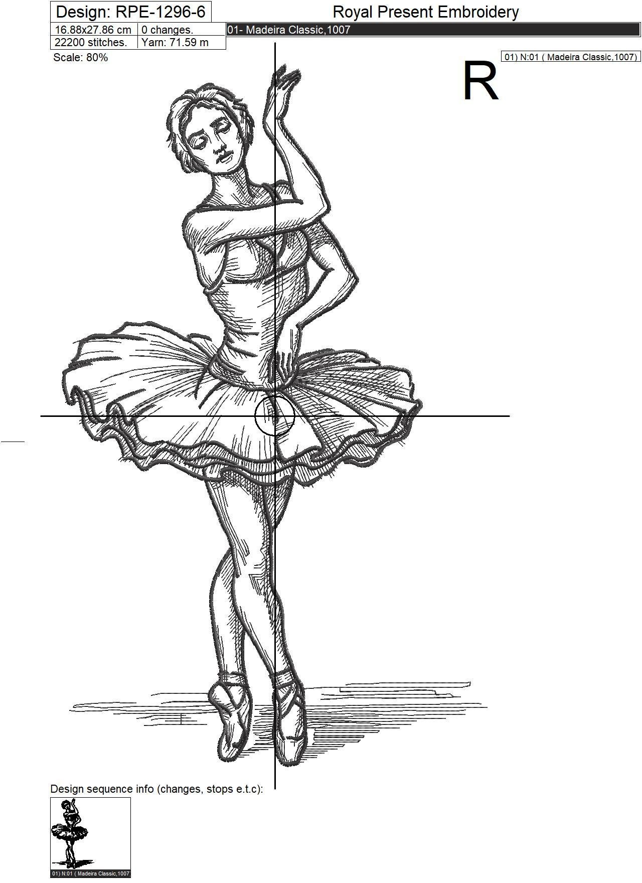 Swan Lake Ballerina Machine Embroidery Design - 7 sizes