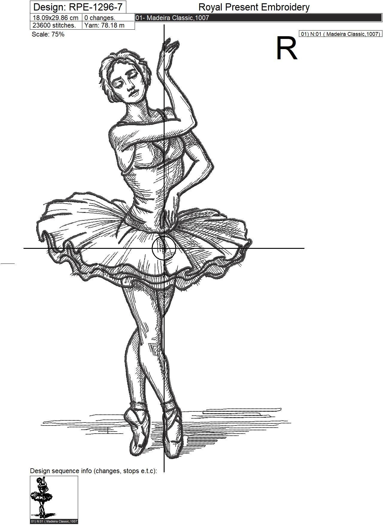 Swan Lake Ballerina Machine Embroidery Design - 7 sizes