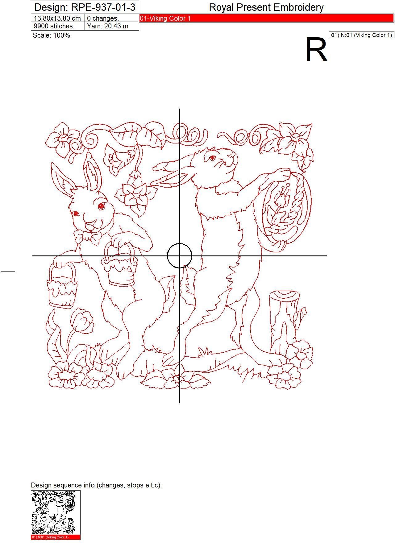 RedWork Machine Embroidery Design Easter Bunnies