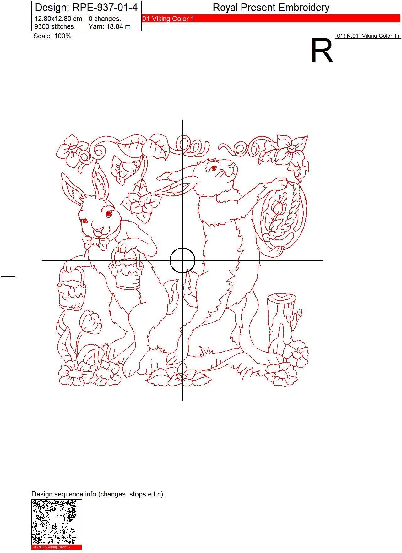 RedWork Machine Embroidery Design Easter Bunnies