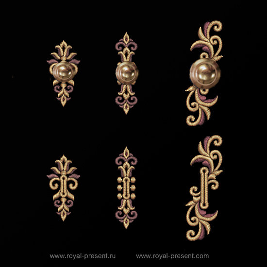 Three Baroque buttonholes Machine Embroidery Designs RPE-1301