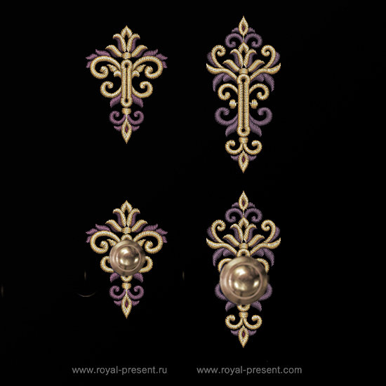 Two Baroque buttonholes Machine Embroidery Designs RPE-1302