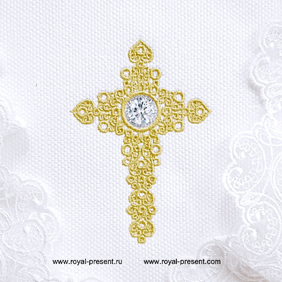 Machine embroidery design Jewelry Cross with Crystal RPE-1305