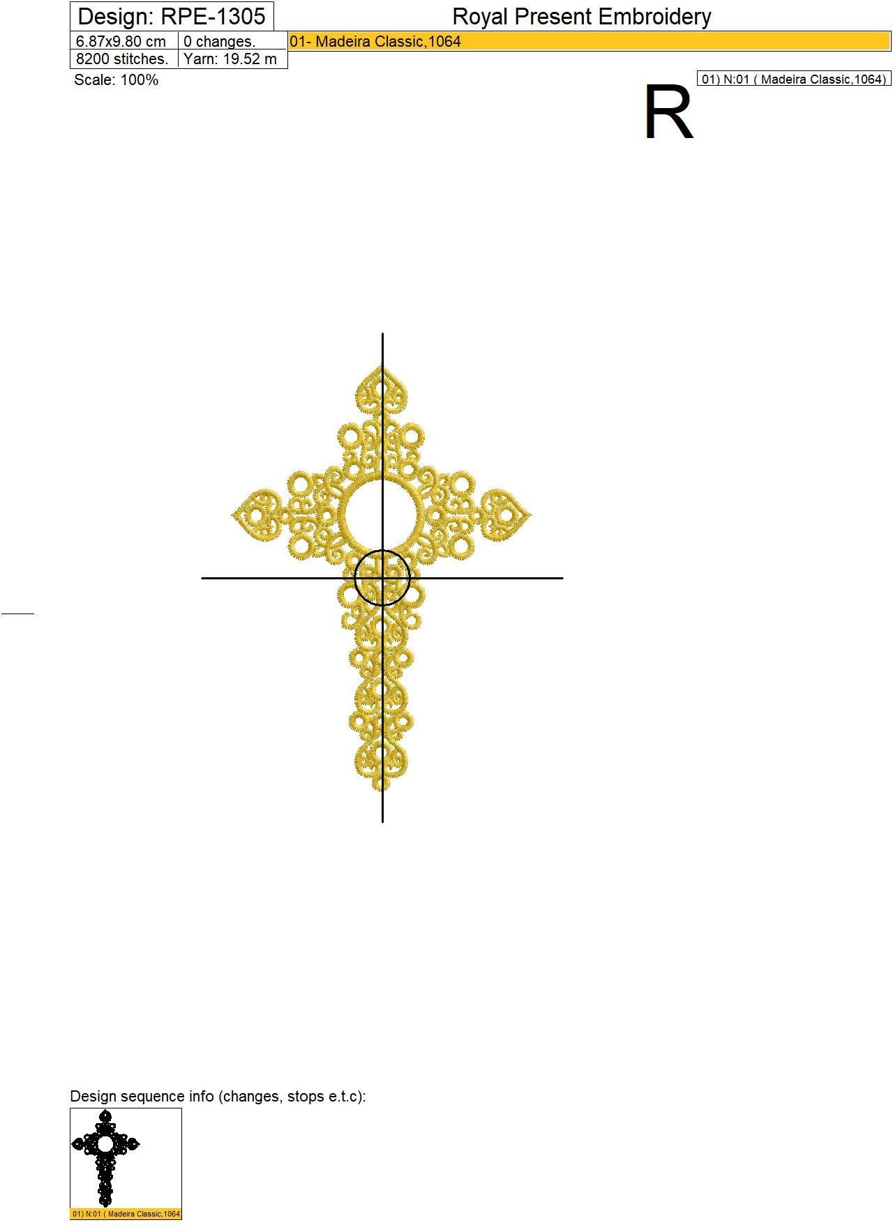 Machine embroidery design Jewelry Cross with Crystal