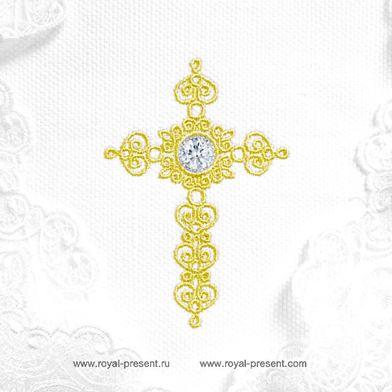 Machine embroidery design Christian Cross with Crystal RPE-1306