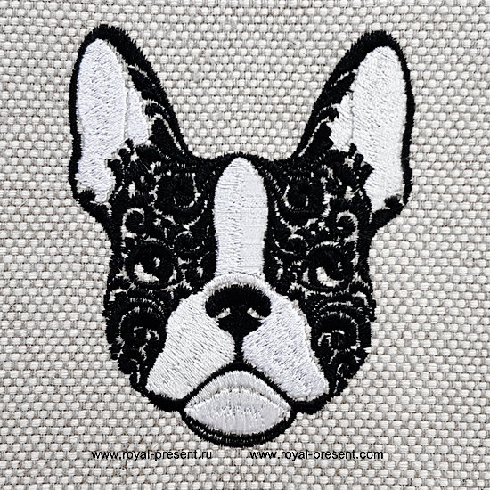 Portrait French Bulldog Machine Embroidery Design - 5 sizes RPE-1308