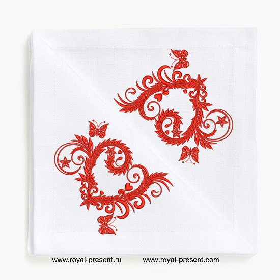 Machine Embroidery Design Heart of flowers RPE-024