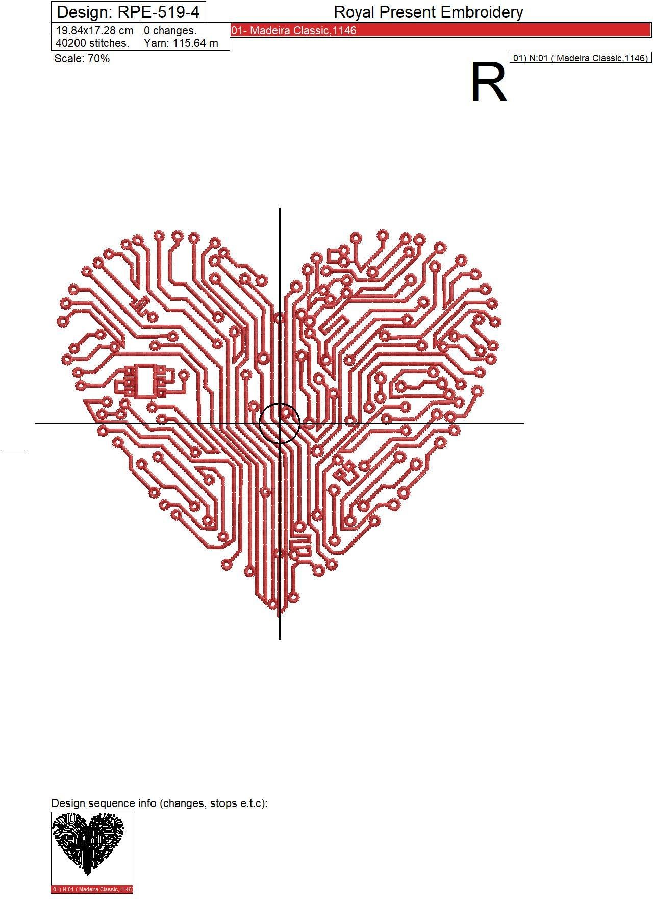 Machine Embroidery Design Computer heart - 5 sizes