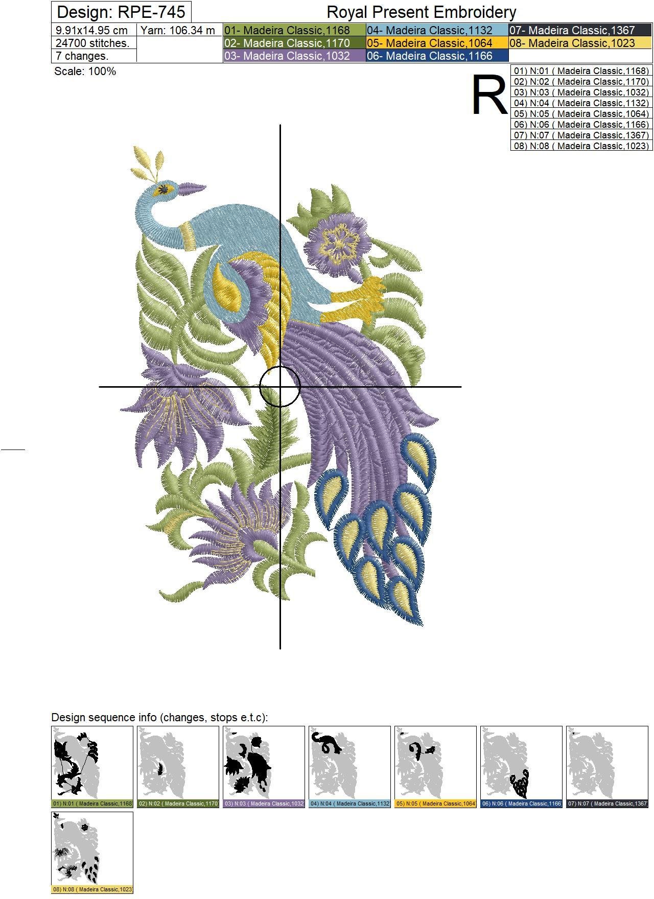 Machine Embroidery Design Peacock border