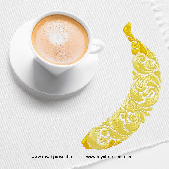 Ornate Banana Machine Embroidery Design - 2 sizes RPE-584