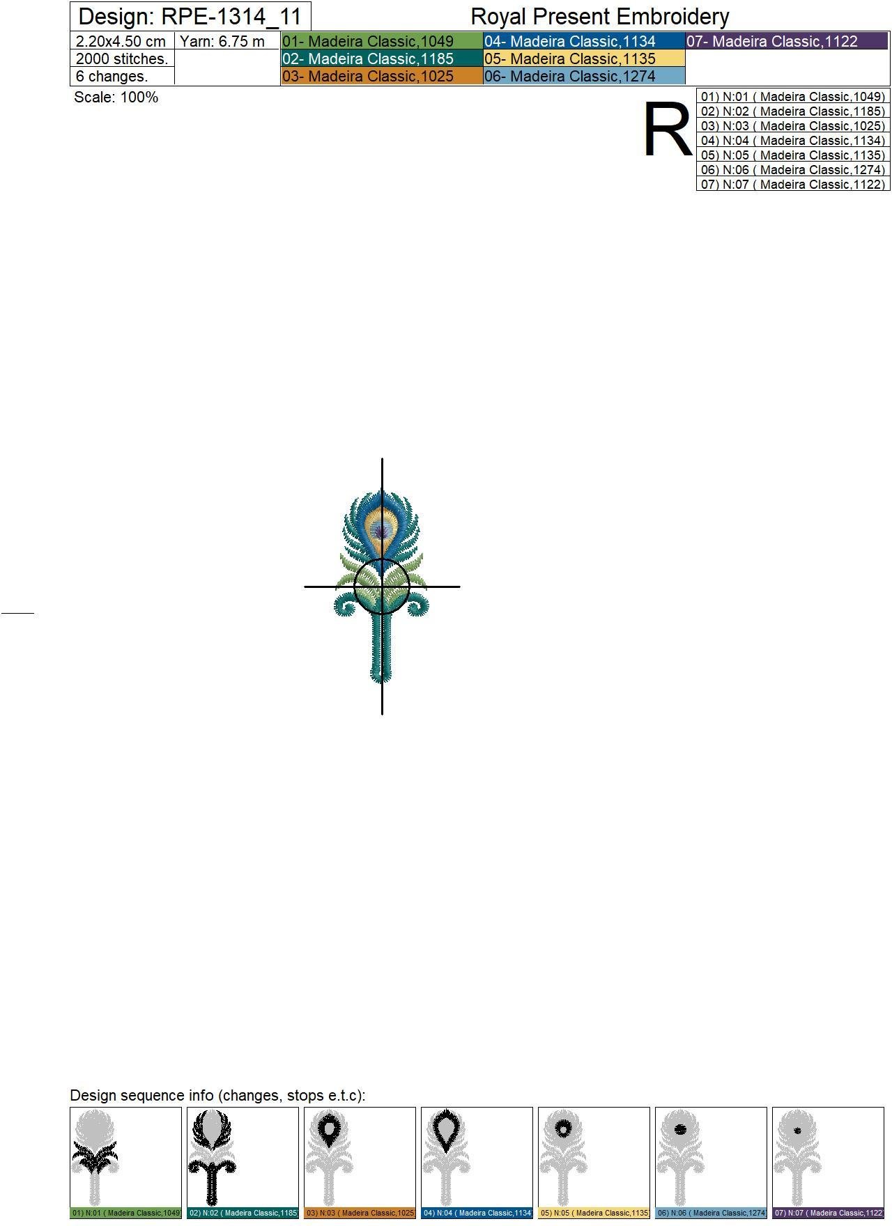 Peacock buttonholes Machine Embroidery Designs