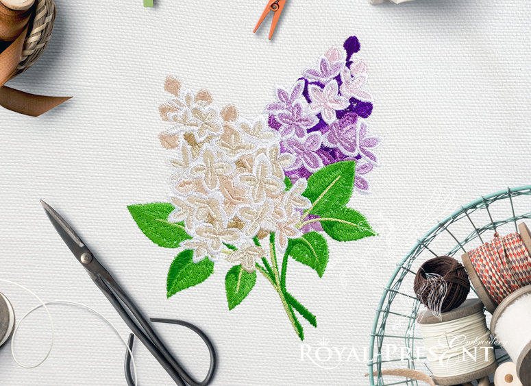 Lilac Branch Machine Embroidery Design - 2 sizes