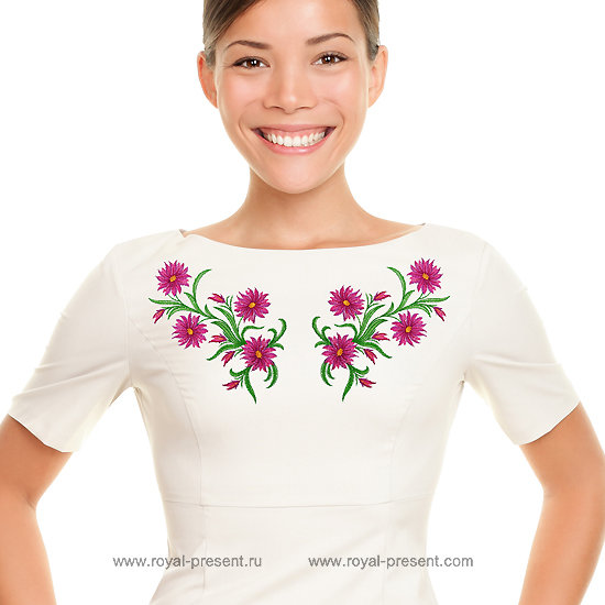 Pink flowers Machine Embroidery Design RPE-674