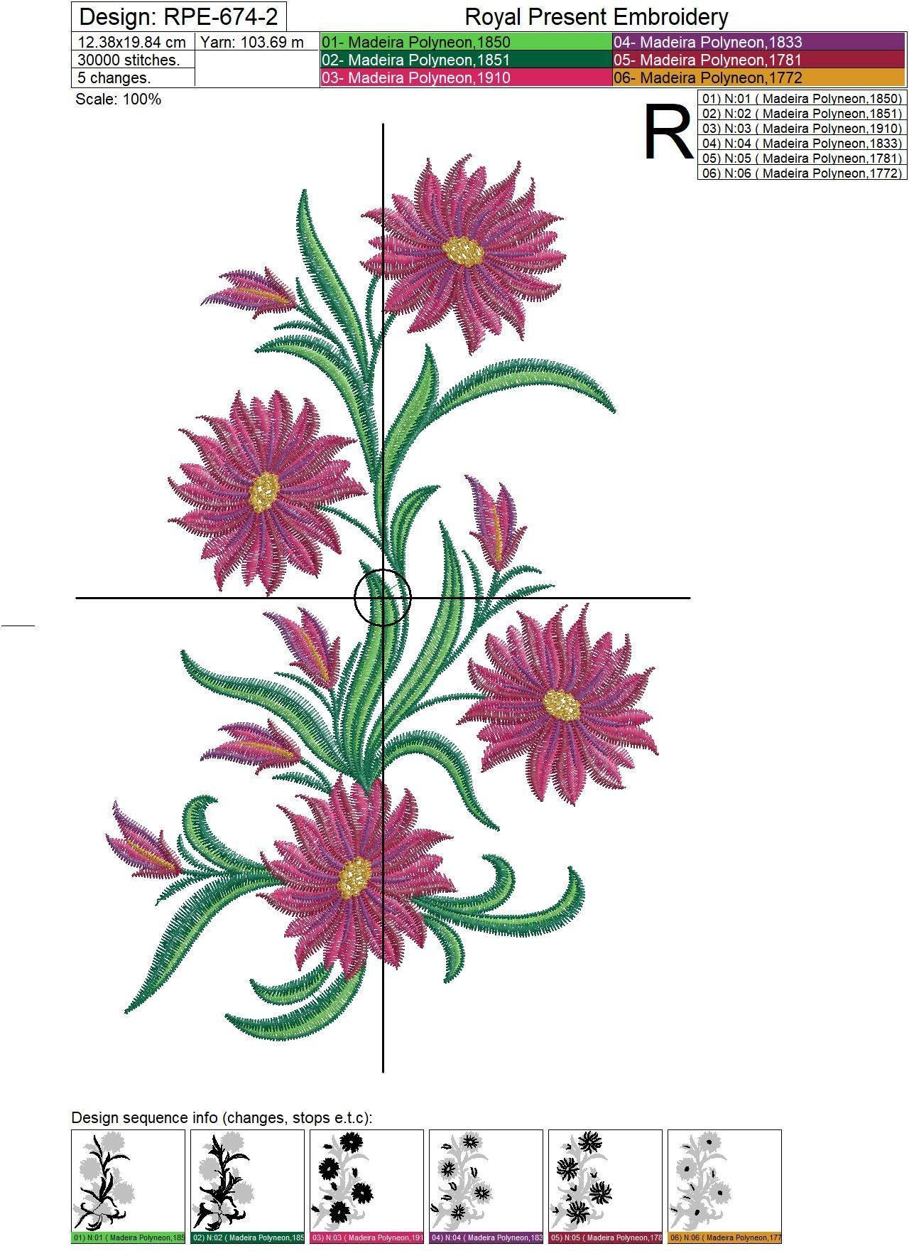Pink flowers Machine Embroidery Design