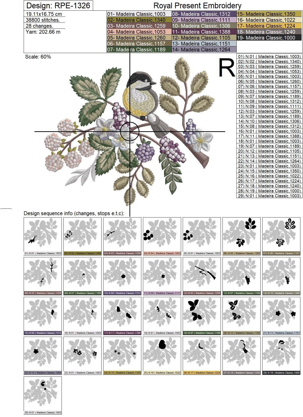 Cute Titmouse Machine Embroidery Design - 4 sizes