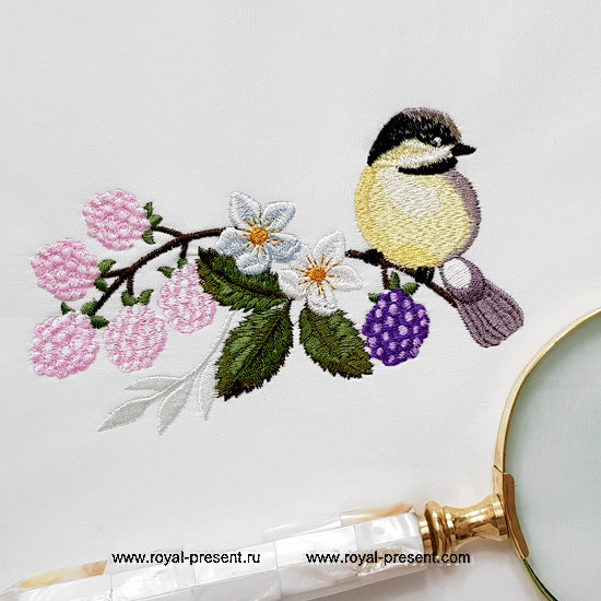 Titmouse Machine Embroidery Pattern - 2 sizes RPE-1328