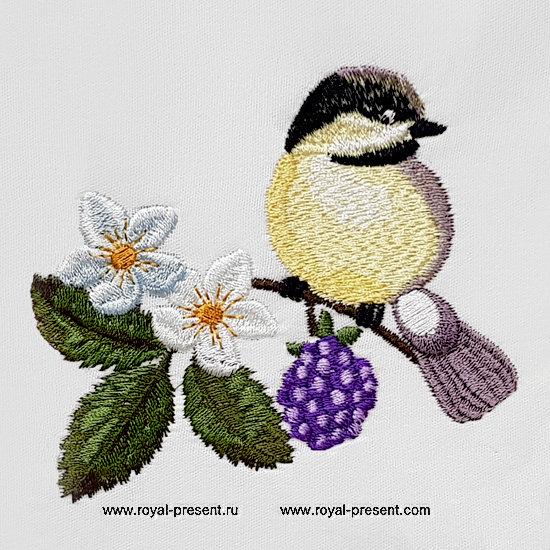 Small Titmouse Machine Embroidery Design - 2 sizes RPE-1329