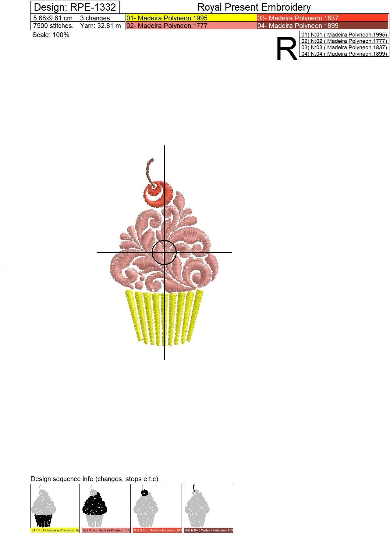 Cupcake Machine Embroidery Design
