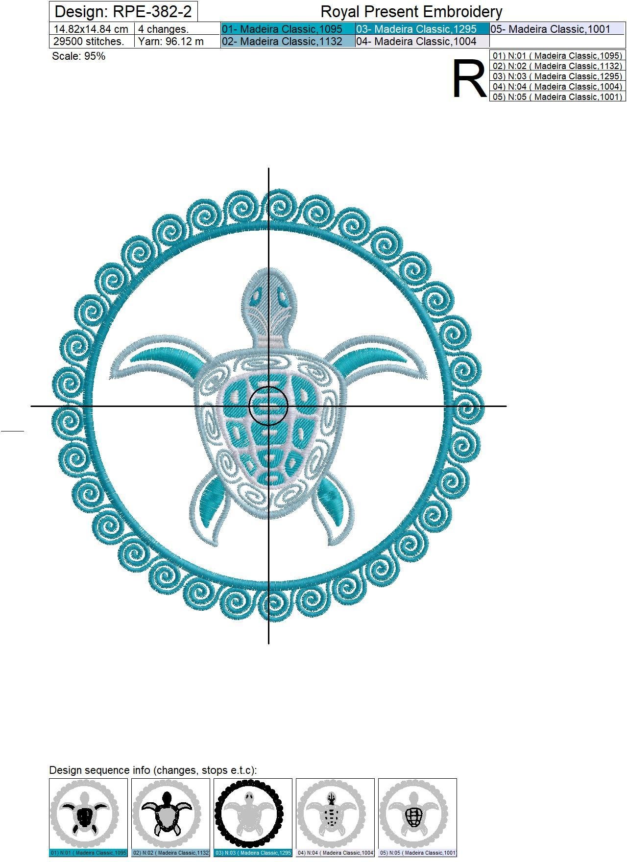 Machine Embroidery Design Turtle - 2 sizes