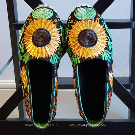Sunflowers Espadrilles Machine Embroidery Pattern - 4 sizes RPE-1330