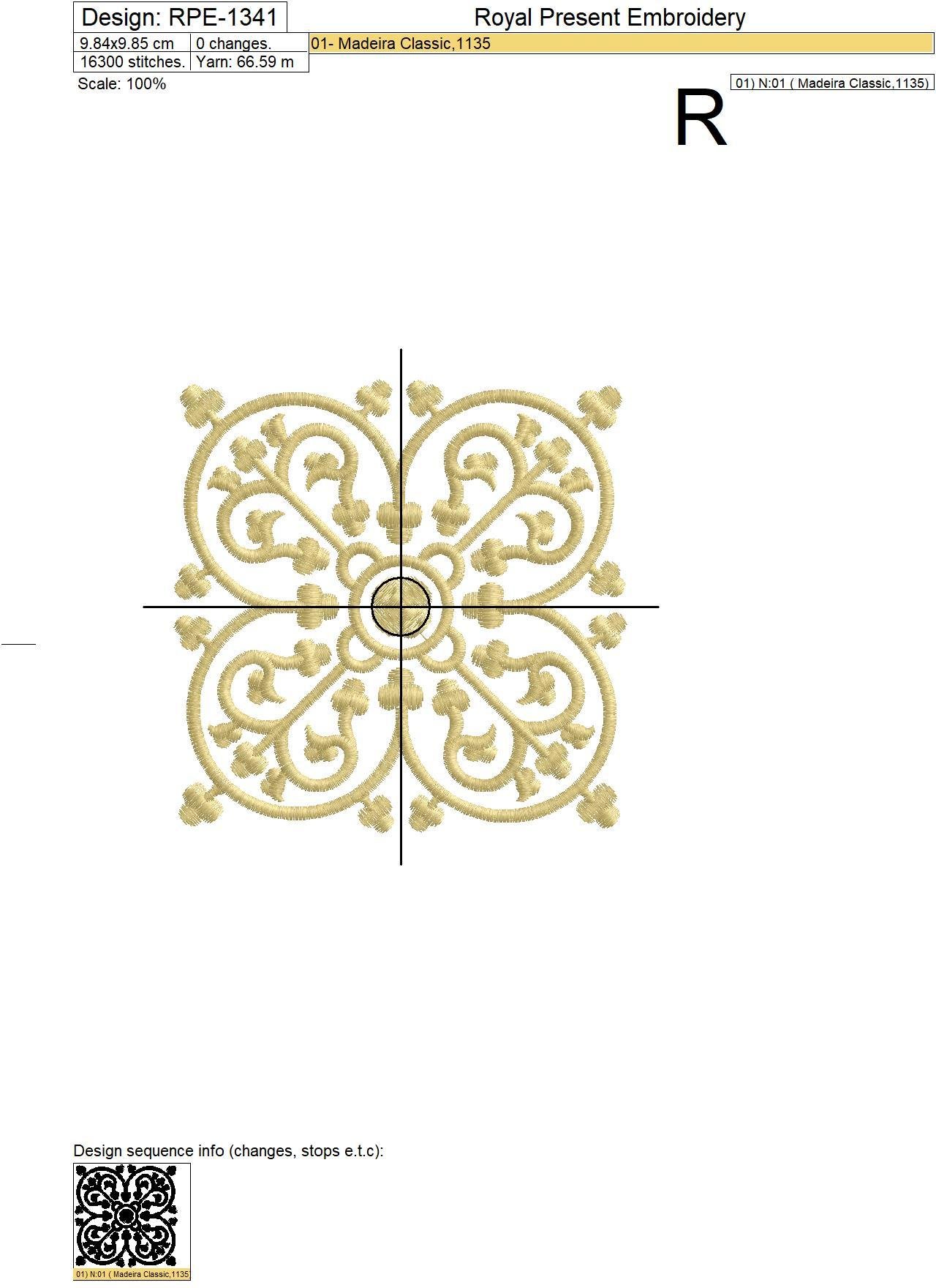Arabesque Digital Embroidery Pattern - 6 sizes