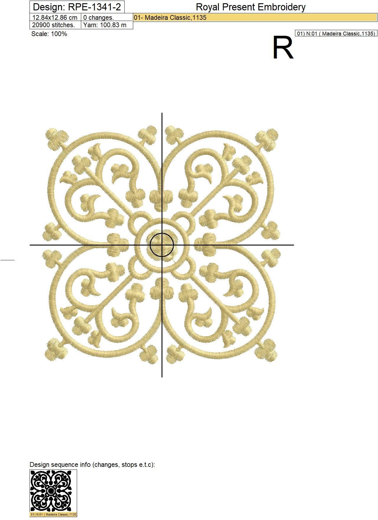 Arabesque Digital Embroidery Pattern - 6 sizes