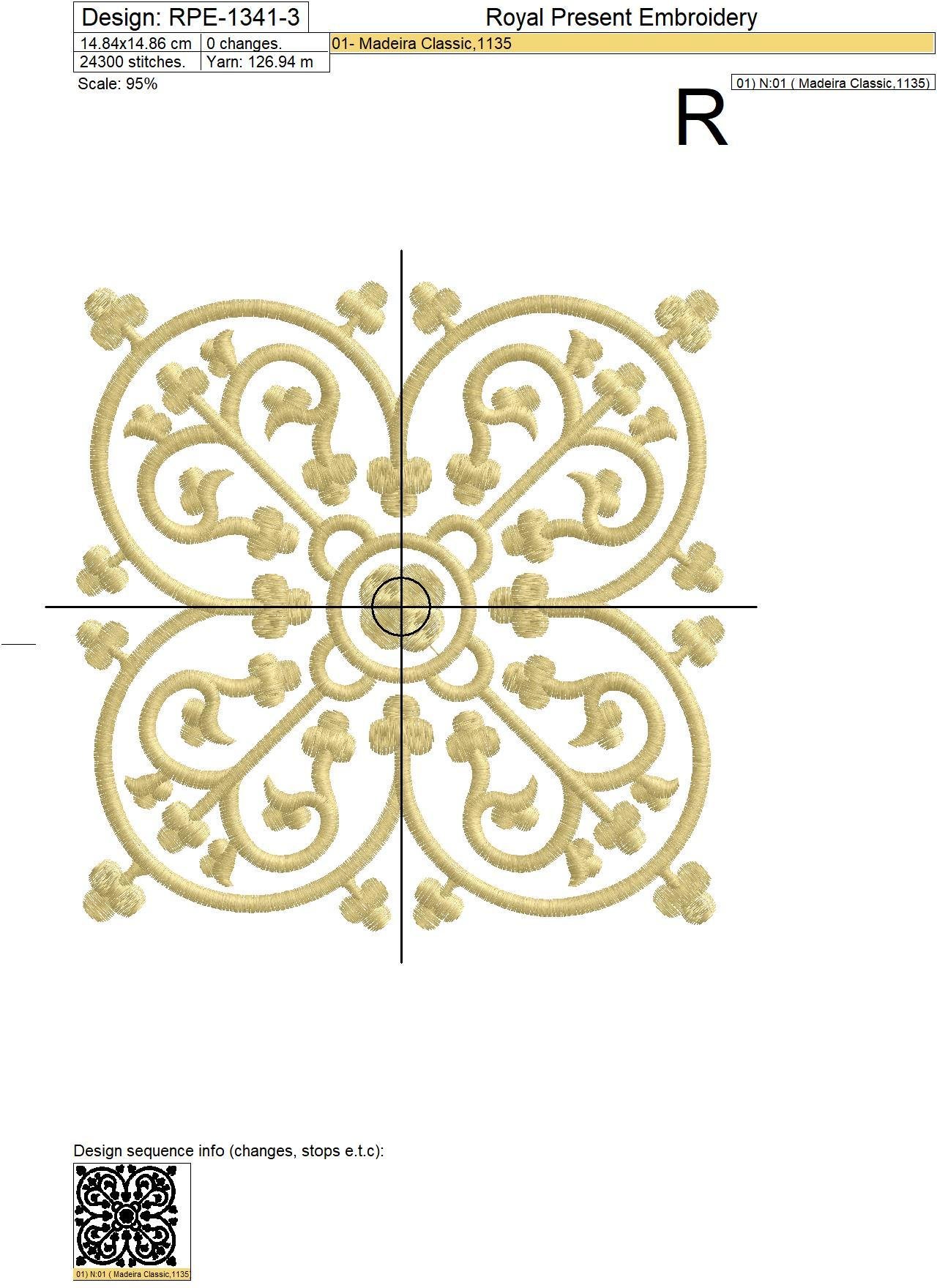 Arabesque Digital Embroidery Pattern - 6 sizes