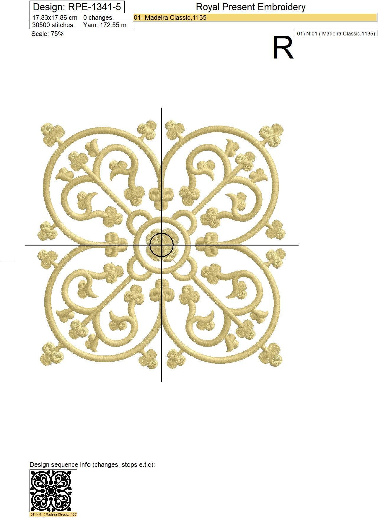 Arabesque Digital Embroidery Pattern - 6 sizes