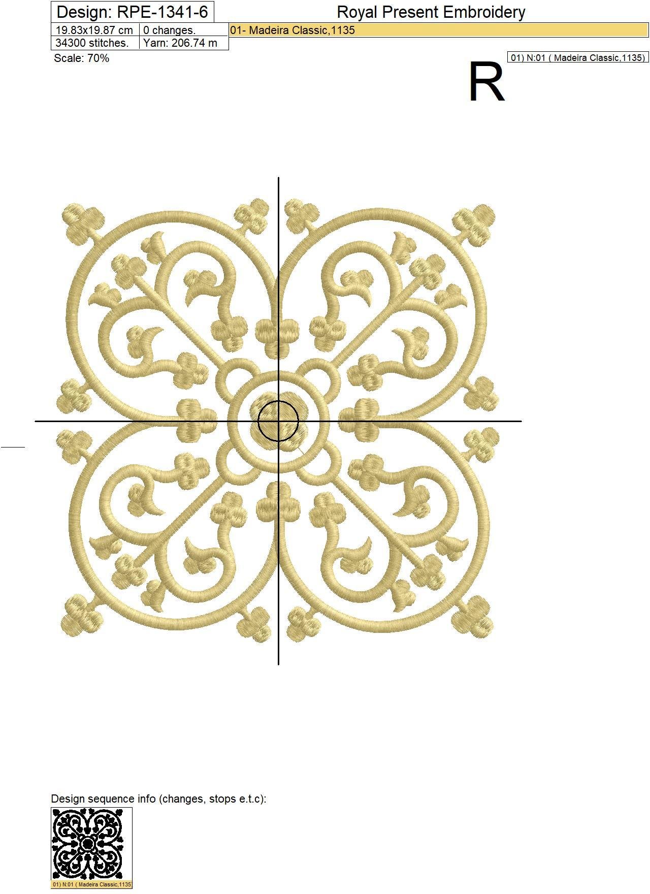 Arabesque Digital Embroidery Pattern - 6 sizes