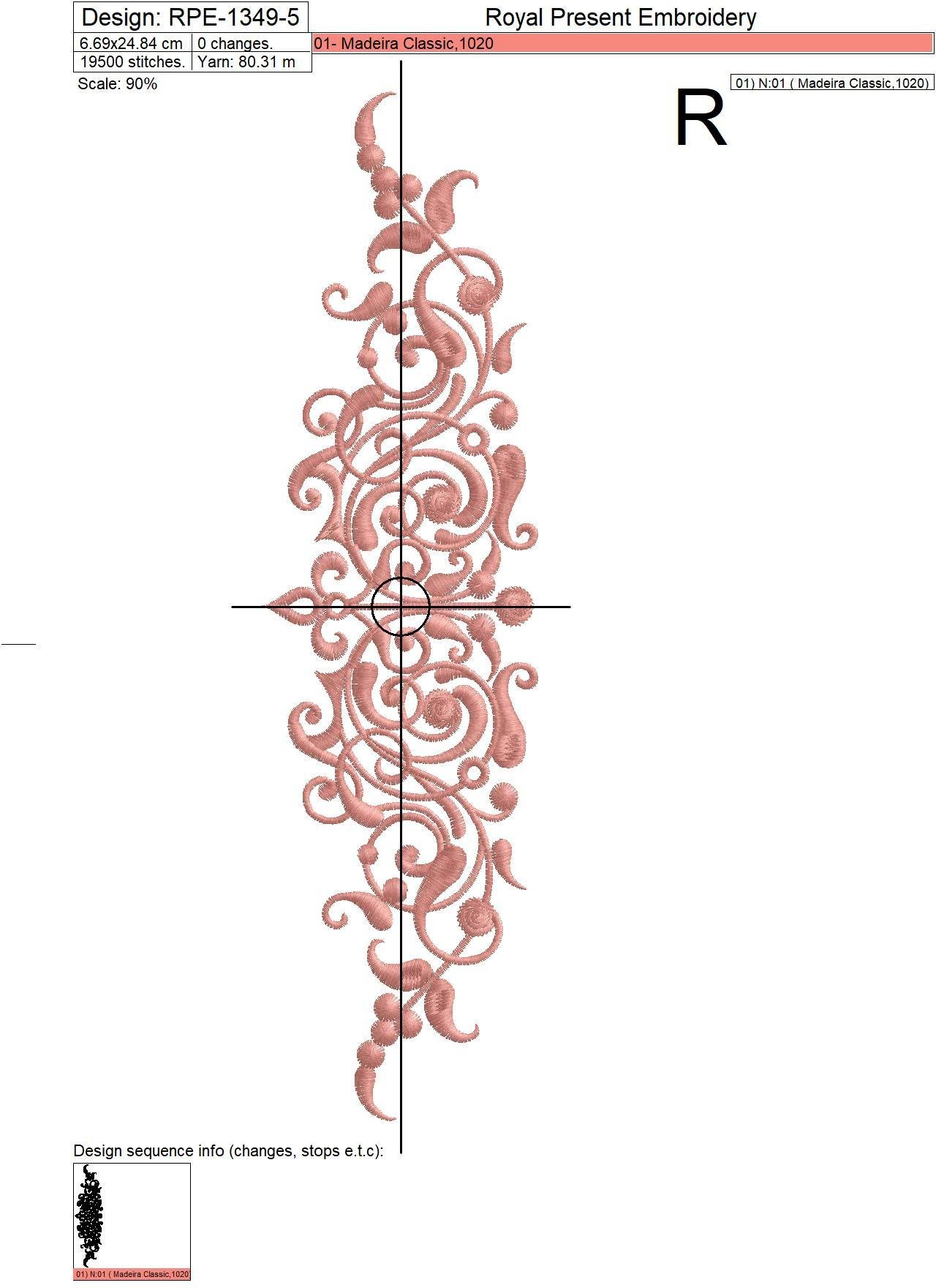 Filigree decorative border embroidery design - 5 sizes