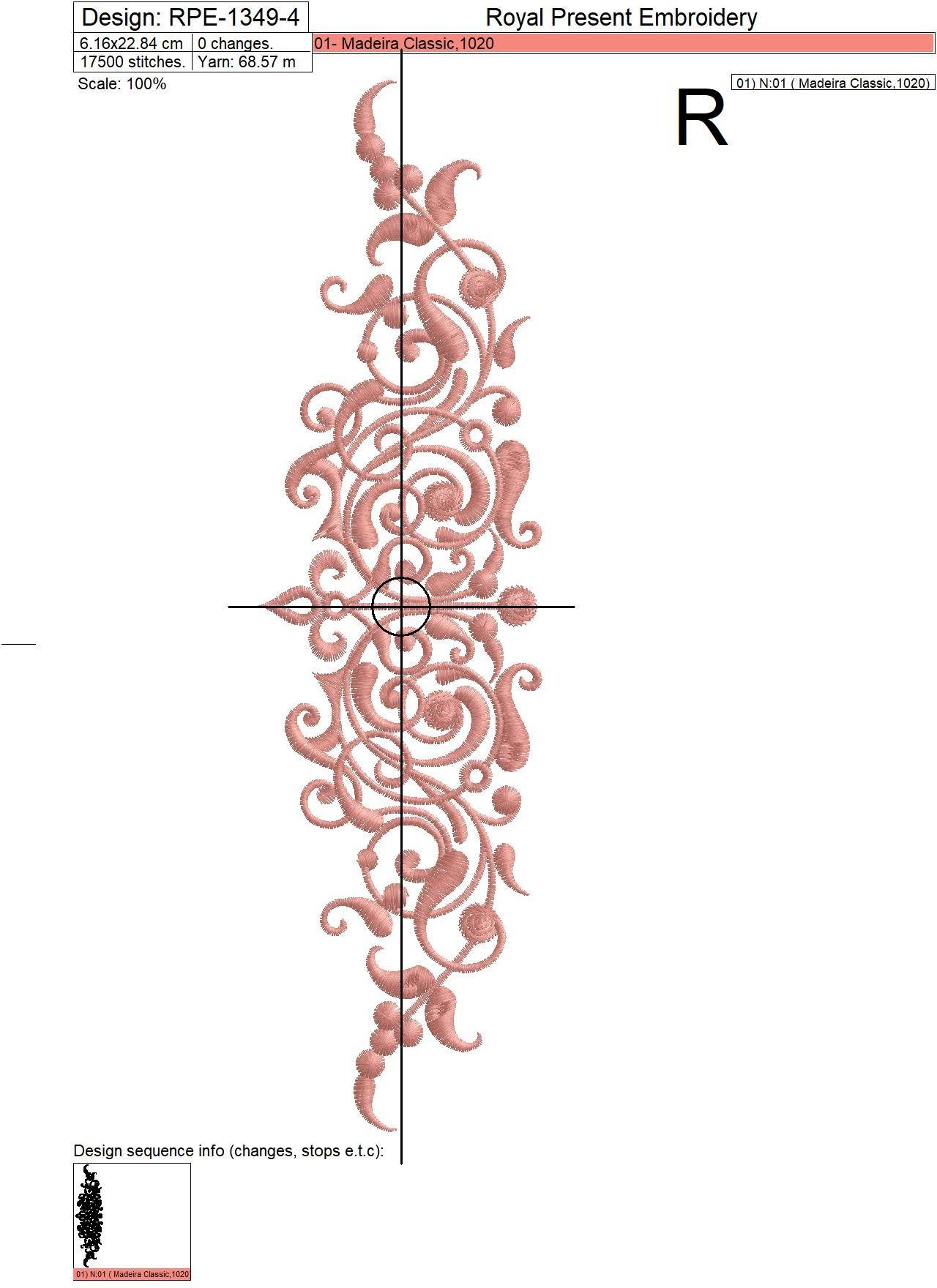 Filigree decorative border embroidery design - 5 sizes