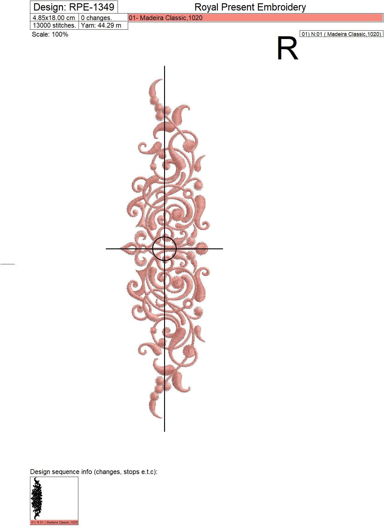 Filigree decorative border embroidery design - 5 sizes