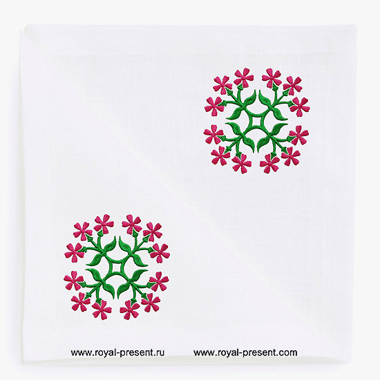 Floral Quilt Block Machine Embroidery Pattern - 2 sizes RPE-231