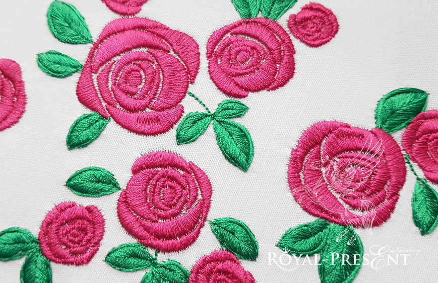 Roses Machine Embroidery Designs Set